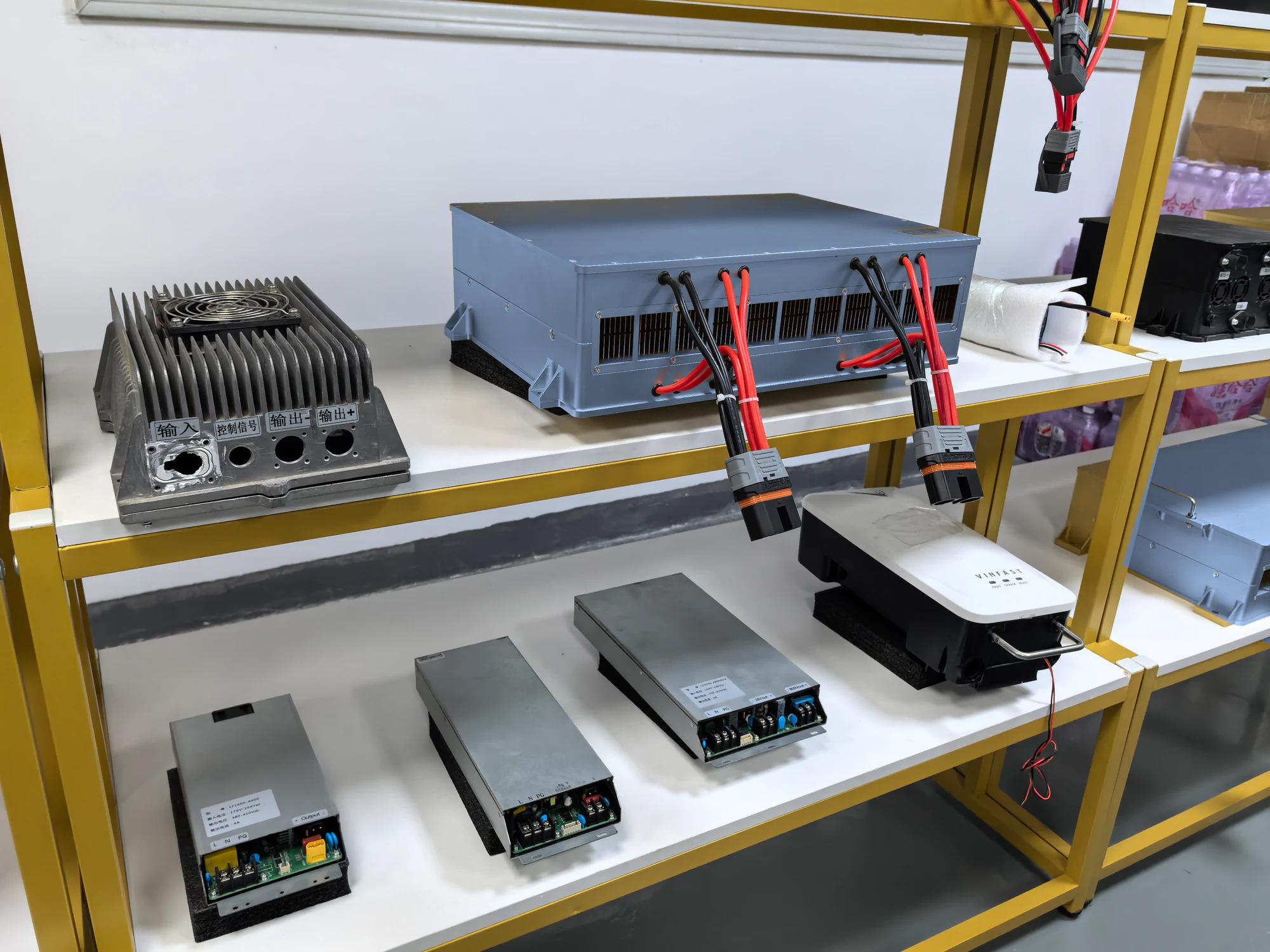 Ground power enclosure and power modules on shelves