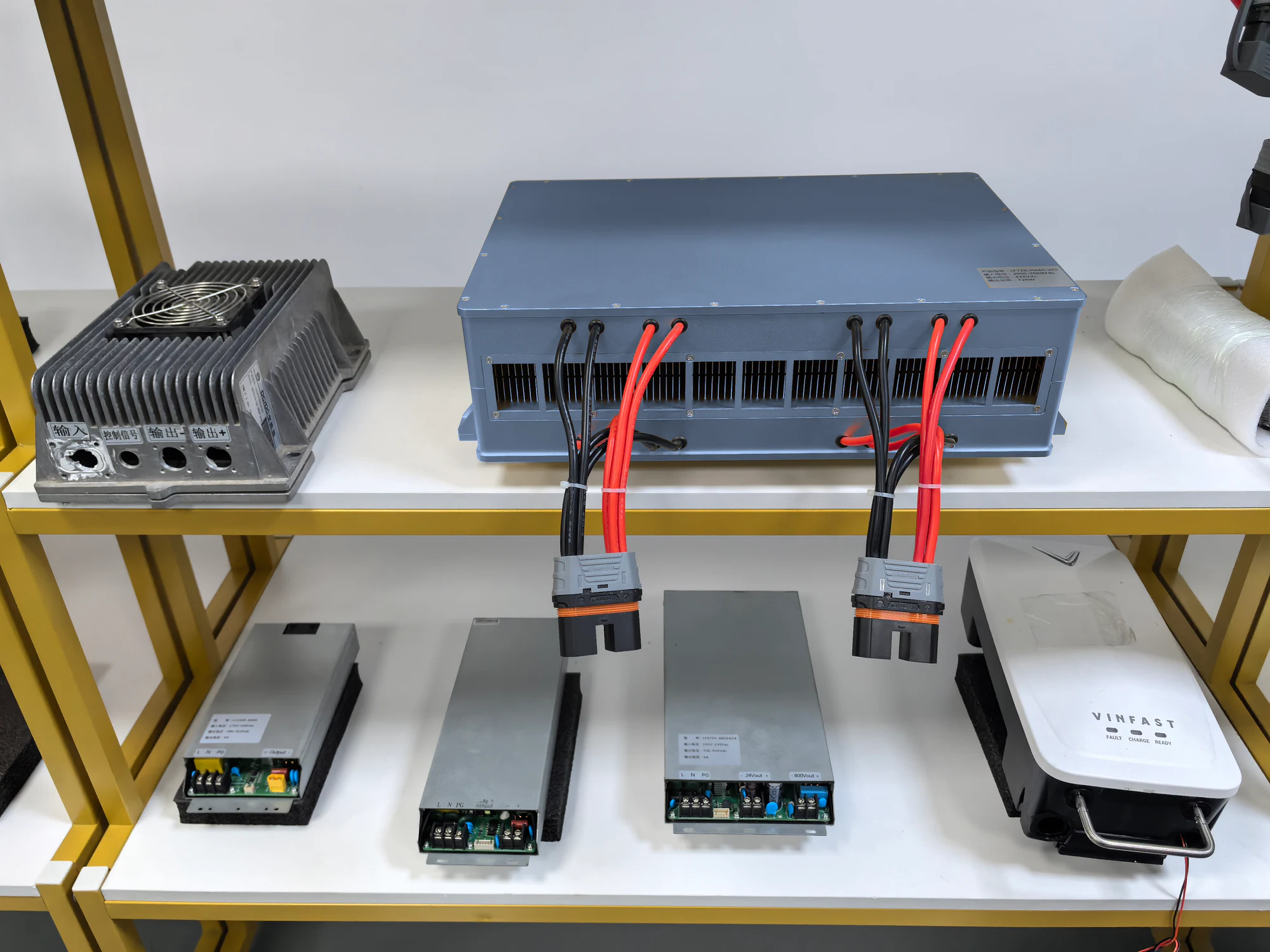 Ground power enclosure and power modules on shelves