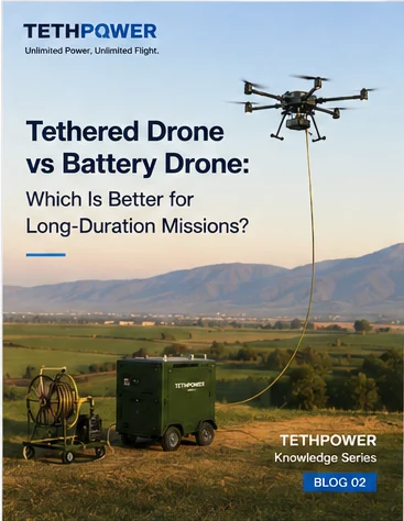 Tethered UAV and battery-powered UAV compared for long-duration industrial operations.