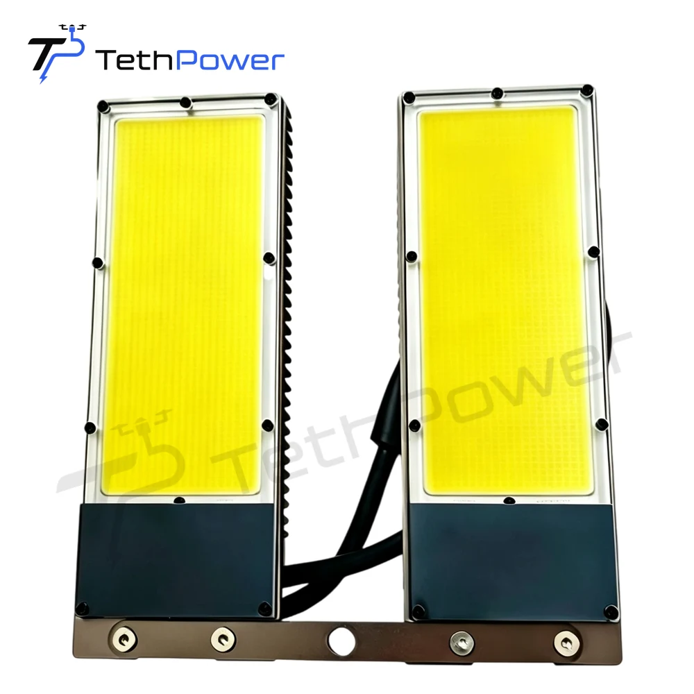 TethPower TP-P-400 lamps shown in a paired installation, front view