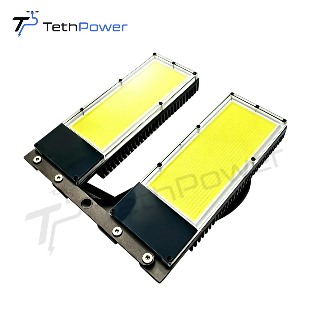 TethPower TP-P-400 lamps shown in a paired installation, perspective view