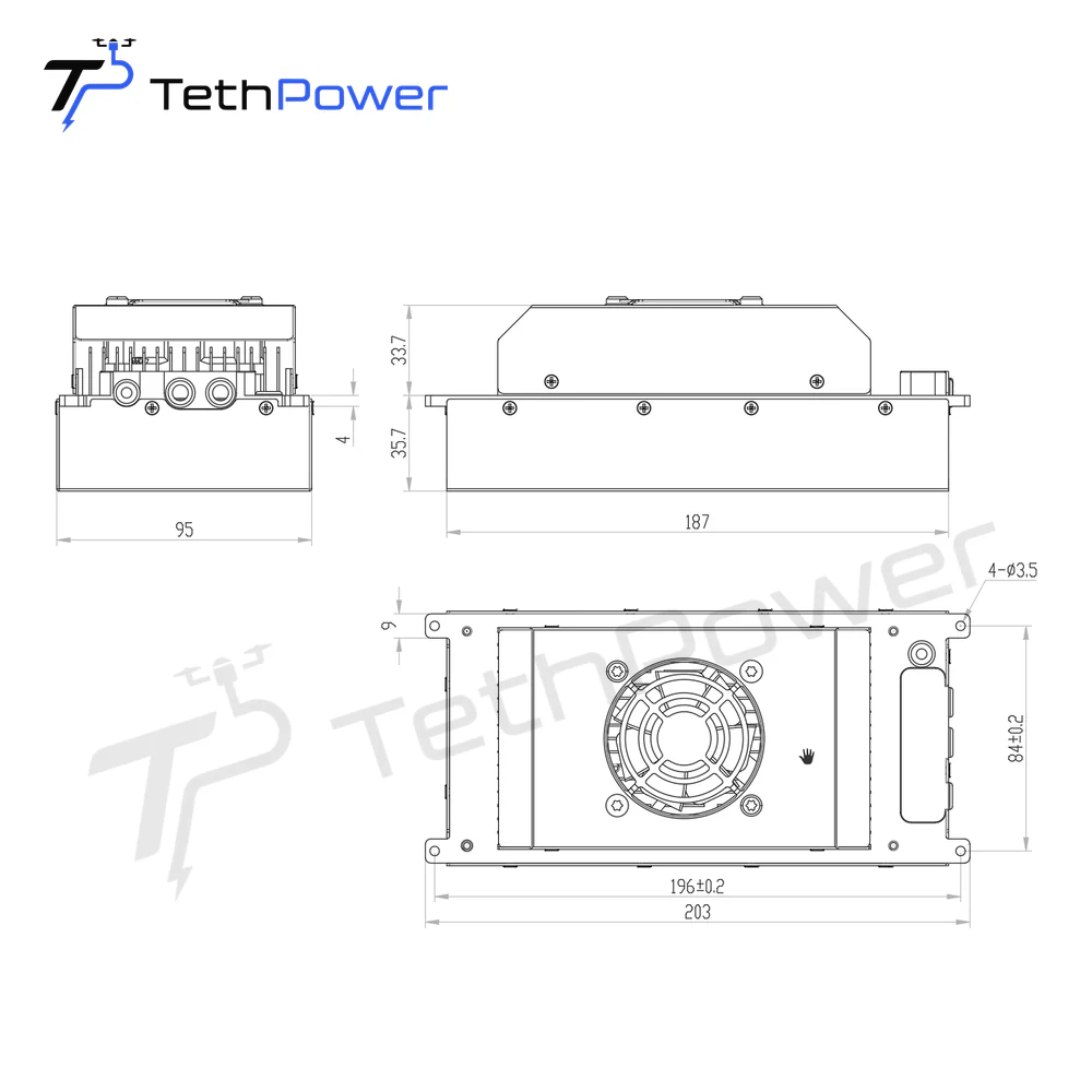 Бортовой модуль питания 3,5 kW 24 V | TP-P3.5-80024 — Бортовой модуль питания — изображение оборудования для привязного БПЛА 3