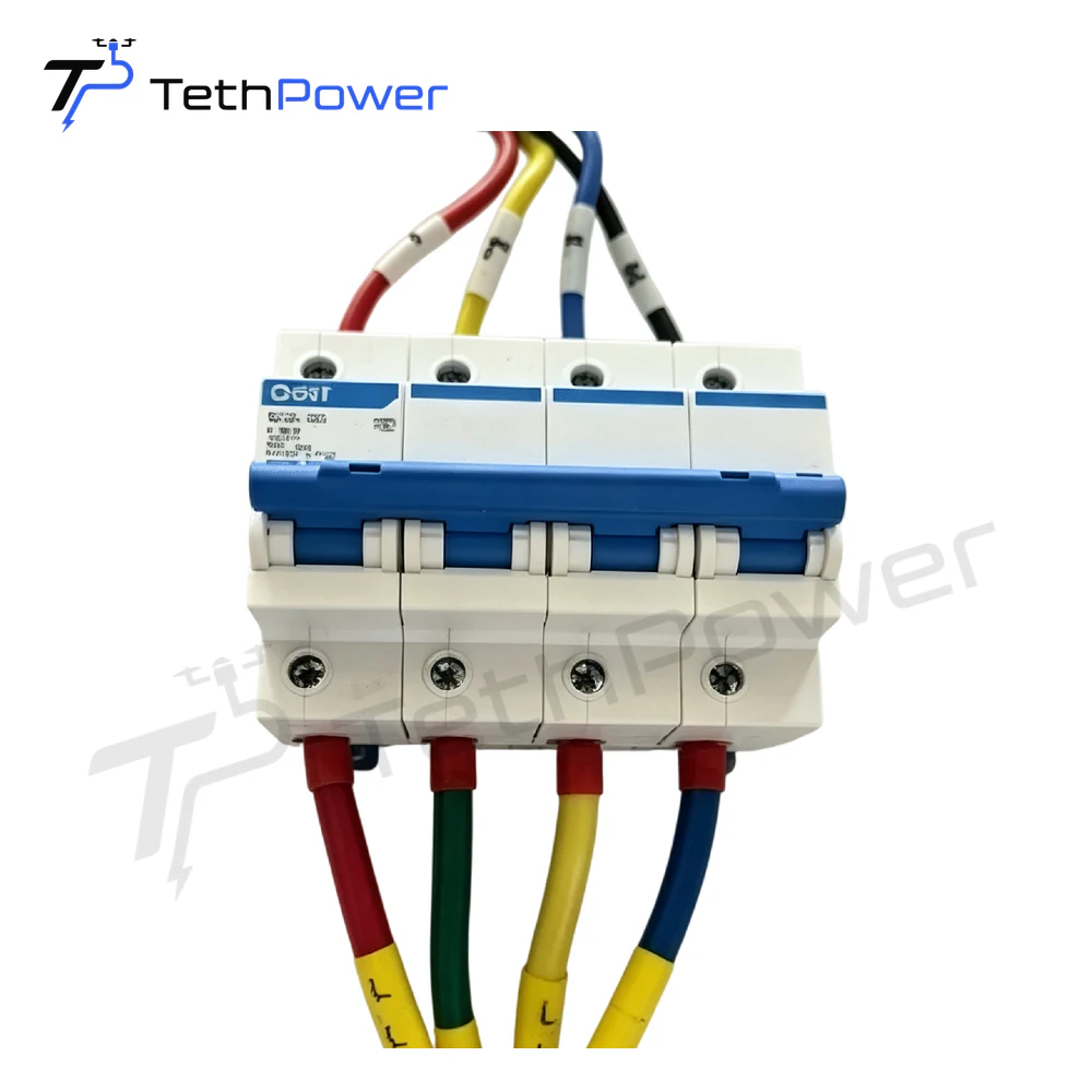 TethPower TP-ST70 three-phase breaker wiring detail