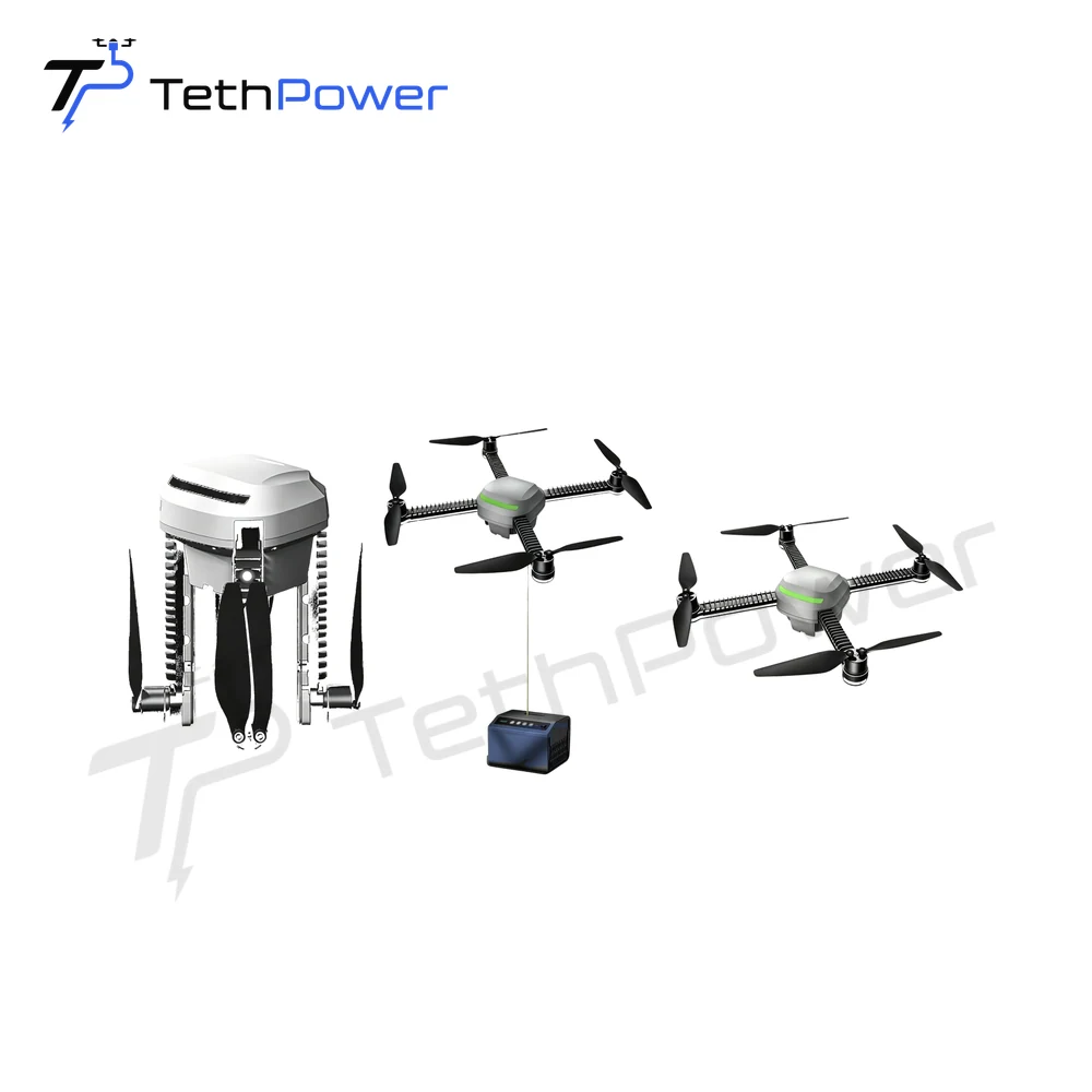 Tragbares Tether-Beleuchtungssystem im Taschenformat | TP-X1 — Tether-Stromversorgung — Produktabbildung eines Tether-UAV-Systems 1