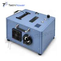TethPower TP-T4 RAL 5014 Pigeon Blue ground power station in three-quarter view